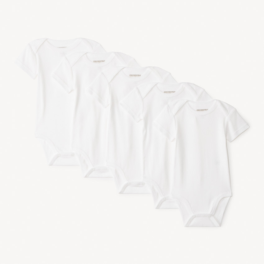 Set van 5 bodies met korte mouwen in uni voor baby