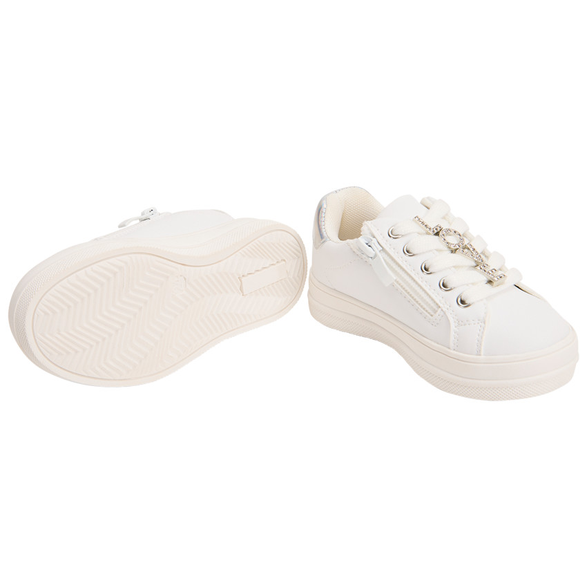 Sportieve sneakers met rits en veters en fantasiejuwelen voor meisjes 