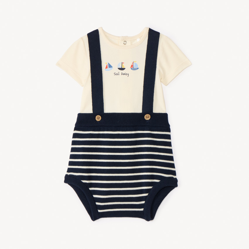 Ensemble 2 pièces avec bloomer en tricot pour bébé garçon 