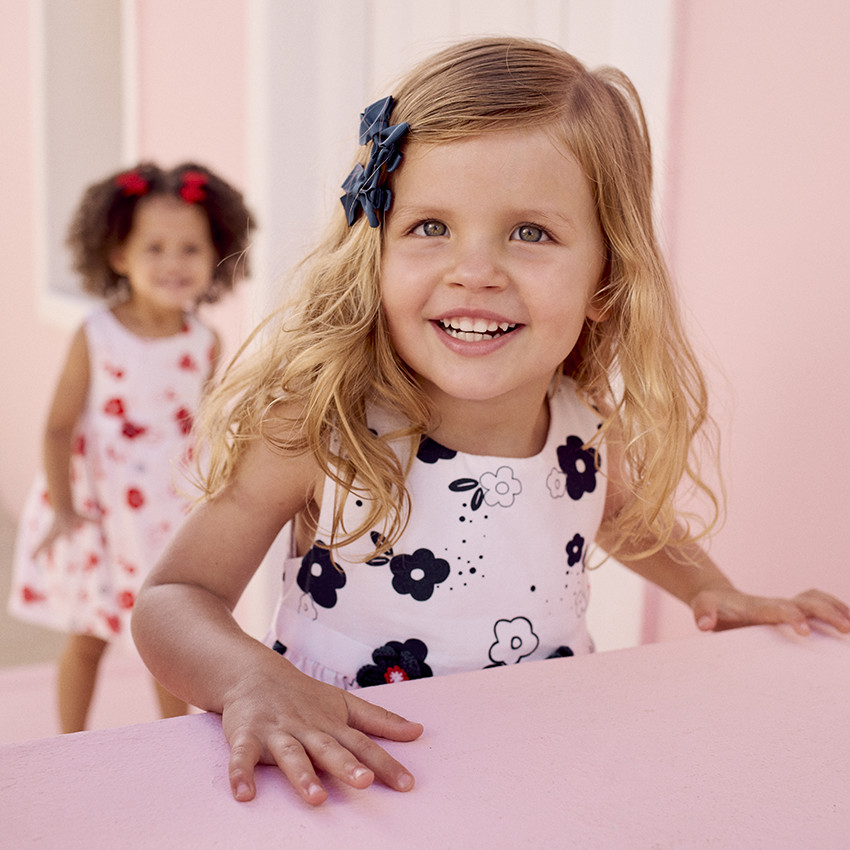 Mouwloze jurk met bloemenprint voor baby meisje 