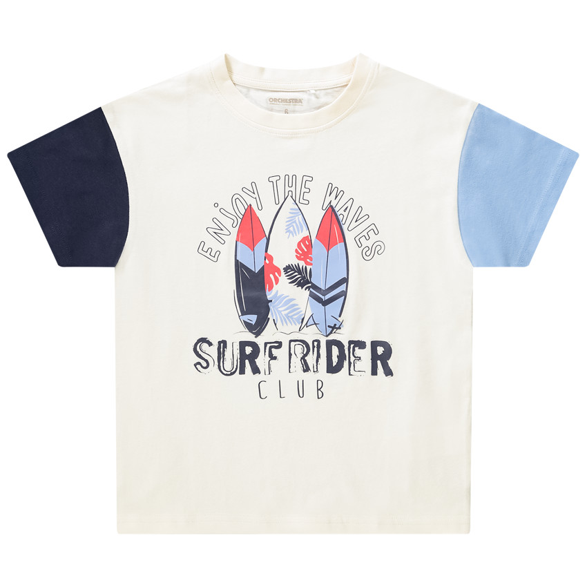 Korte mouwen T-shirt met kleurrijke surfsprint voor jongens 
