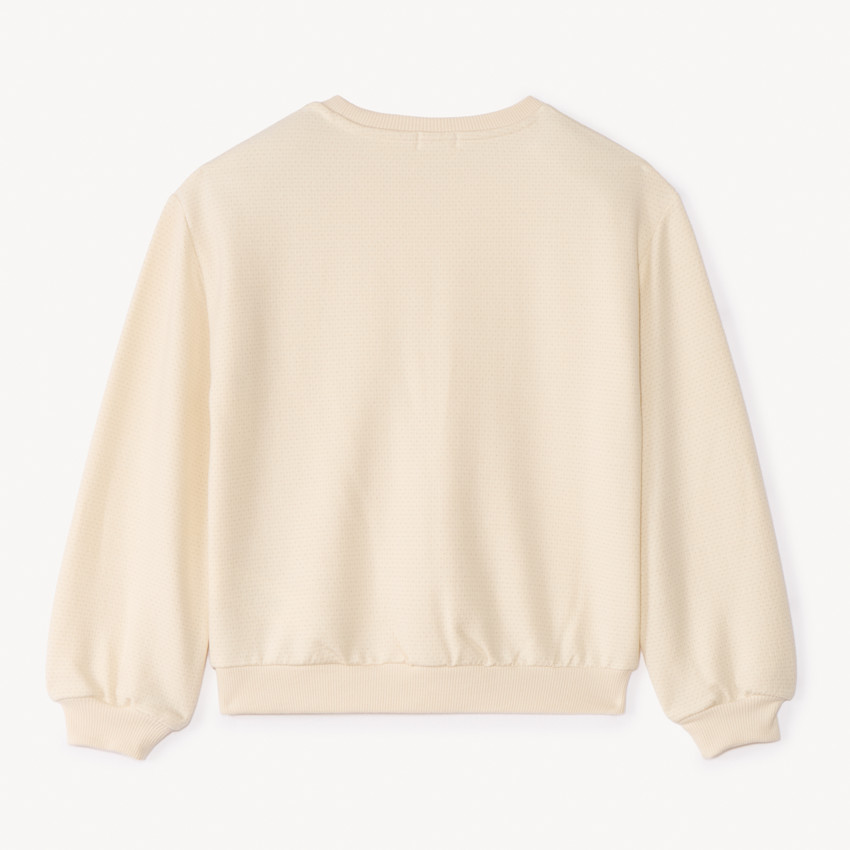 Oversized sweat met 3D bloembreiselpatroon voor meisjes 