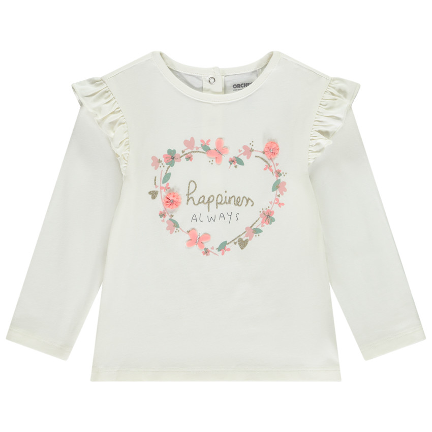 T-shirt manches longues à pétales effet 3D pour bébé fille 