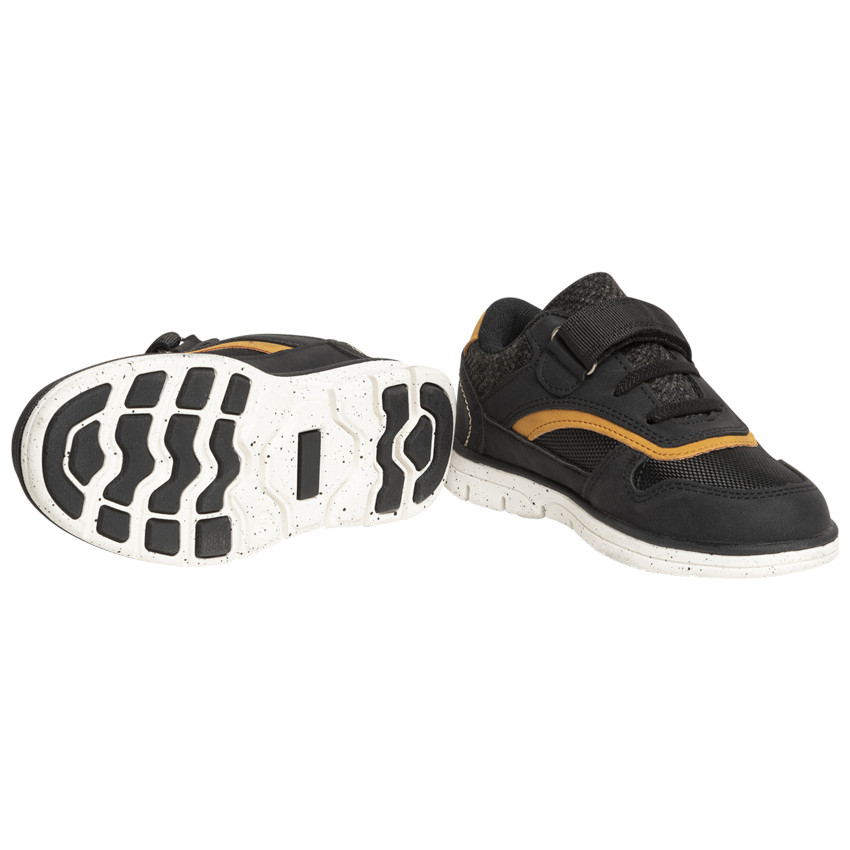 Baskets basses noires pour enfant garçon à lacets et scratch 