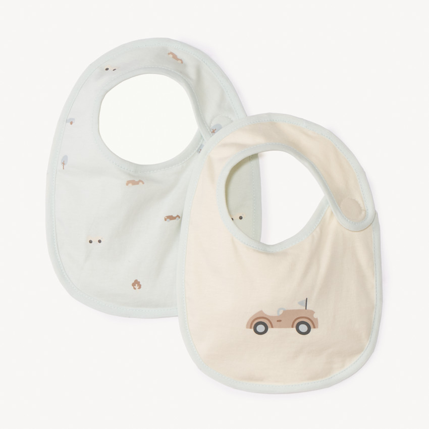 Lot de 2 bavoirs motifs voitures pour bébé garçon 