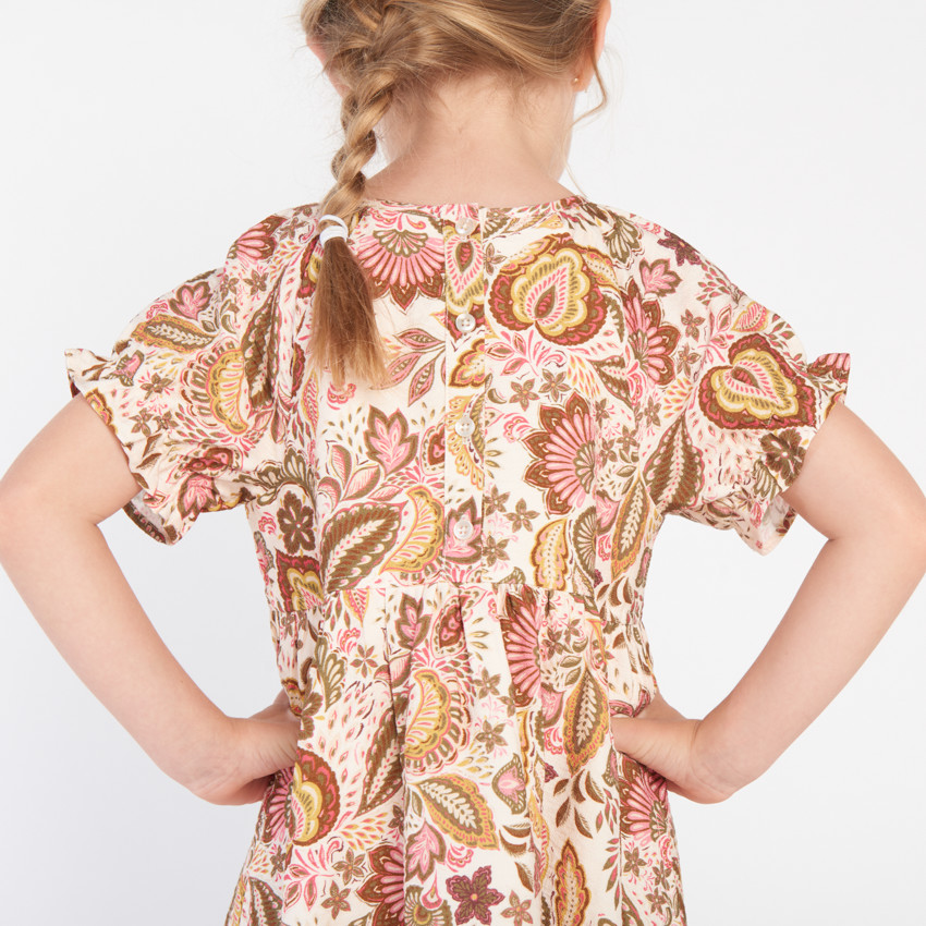 Korte mouwen jurk met folkloristische print voor meisjes 