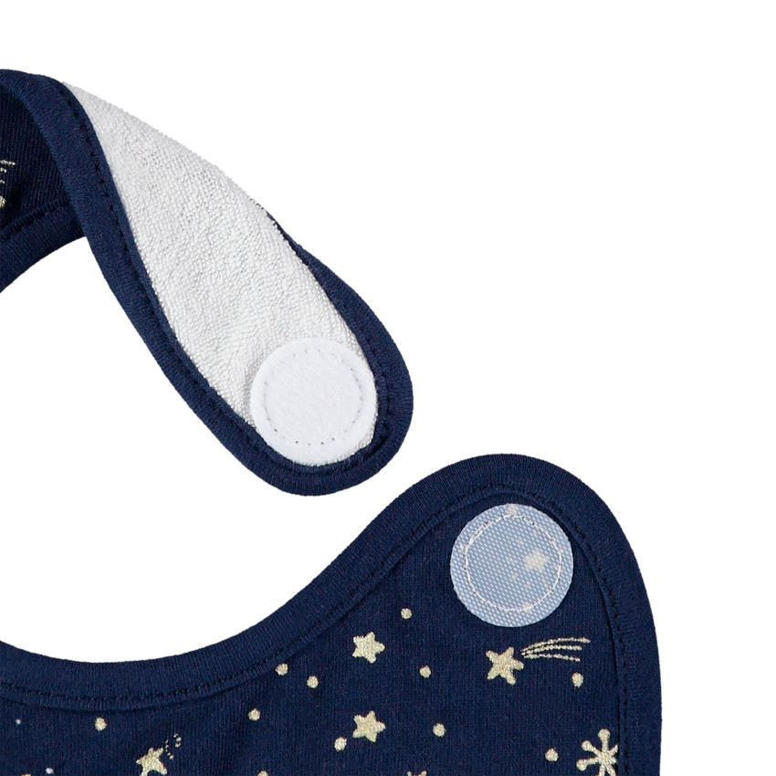 Lot de 2 bavoirs en coton avec imprimé doré all-over et ourson  