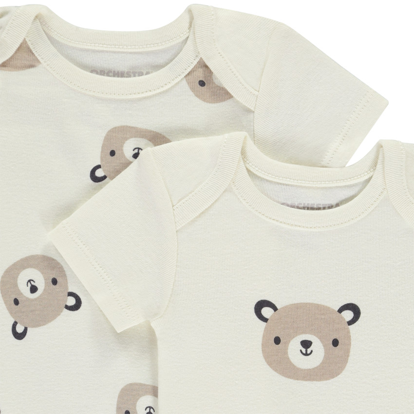 Lot de 5 bodies manches courtes motifs ourson pour bébé 