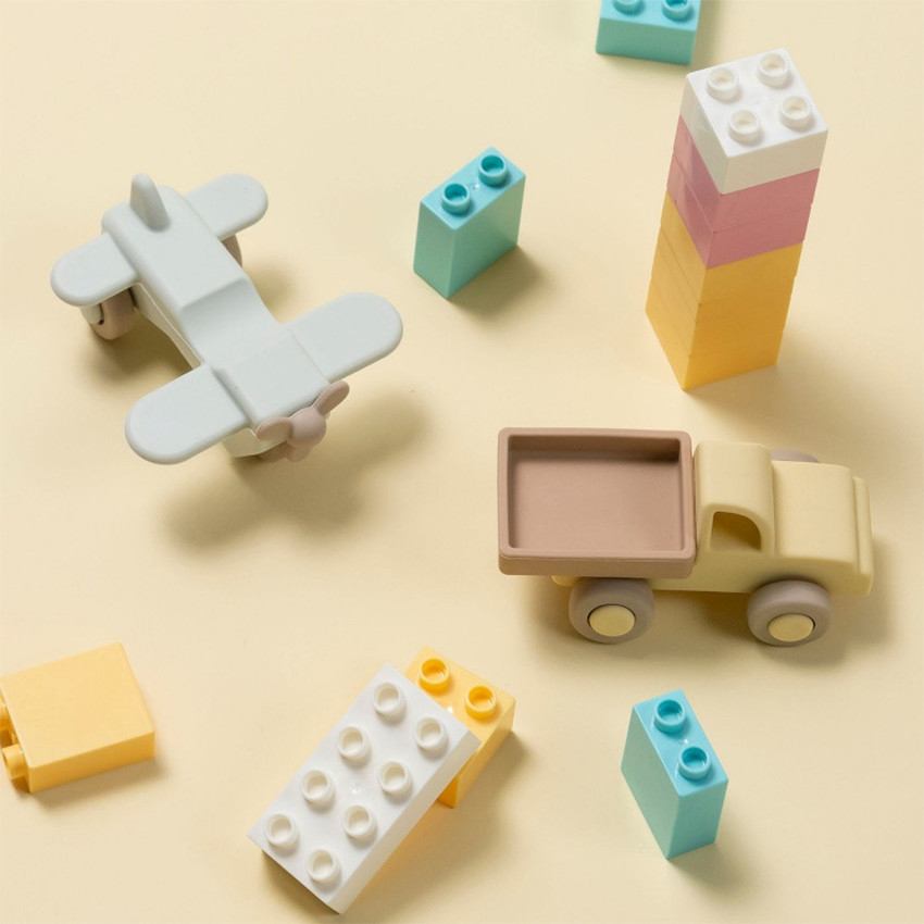 Set van siliconen vrachtwagen + vliegtuig 11 cm Beige 