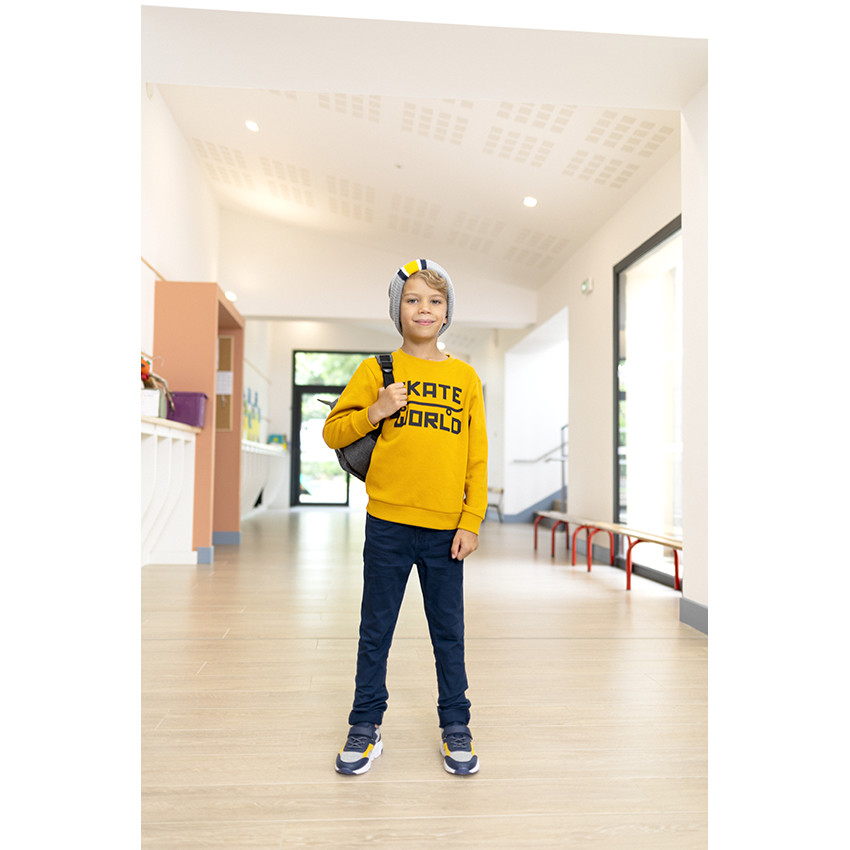 Pantalon slim en twill effet crinkle pour garçon 