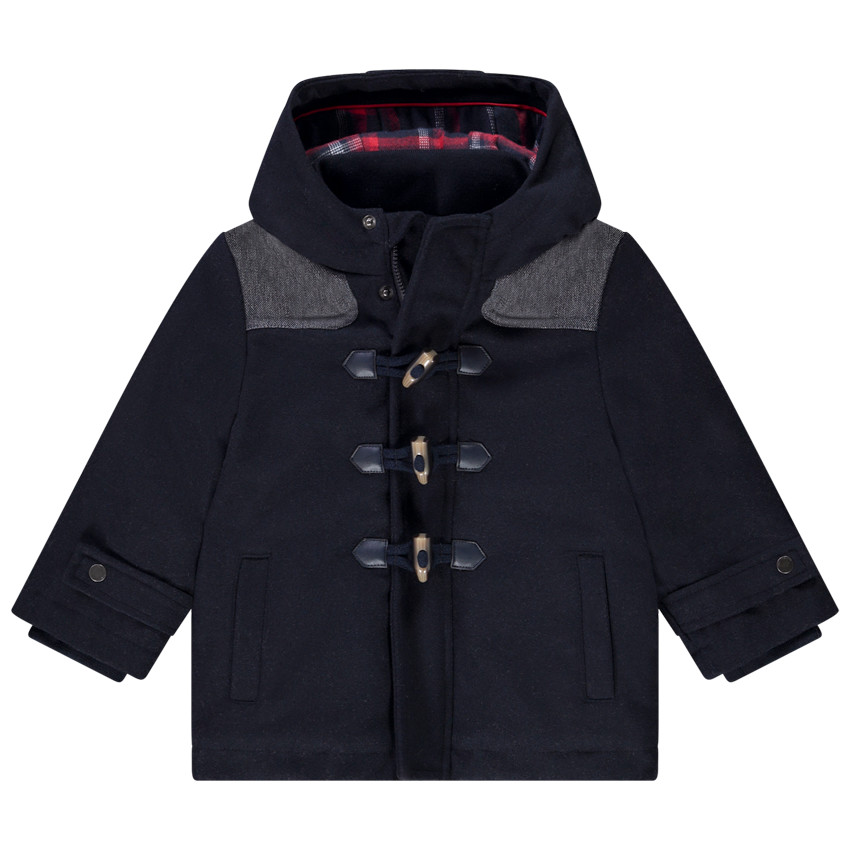 Duffle coat en drap de laine doublé flanelle pour bébé garçon 