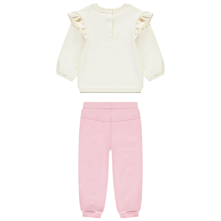 Ensemble sweatshirt fantasie met ruches + jogging voor baby meisje 