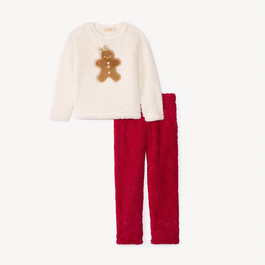 Set van sherpa kerstpyjama voor meisjes 