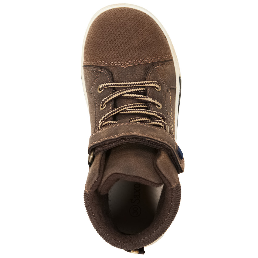 Bottillons marron avec scratch et lacets pour garçon 