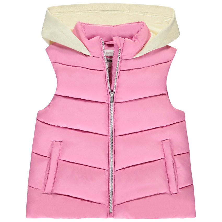 Donsjas zonder mouwen met fleece capuchon voor meisjes 