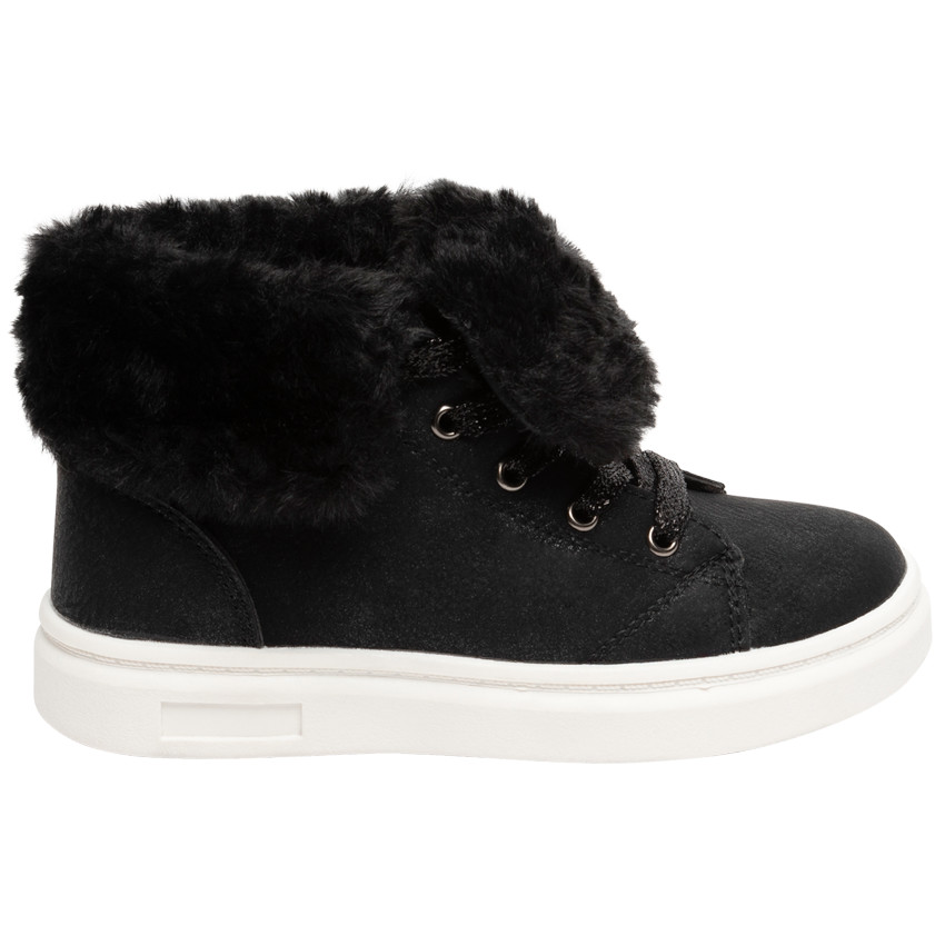 Bottillons noirs à col en fausse fourrure pour fille 