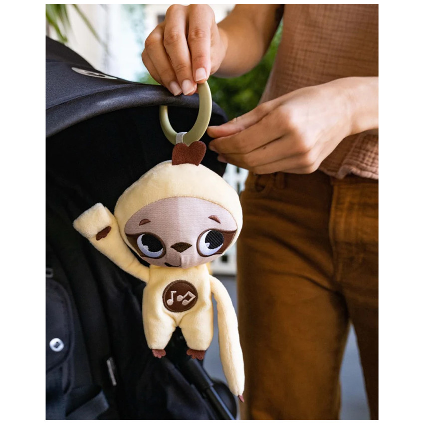 Hochet musical Paresseux avec clip d'attache Boho Chic 