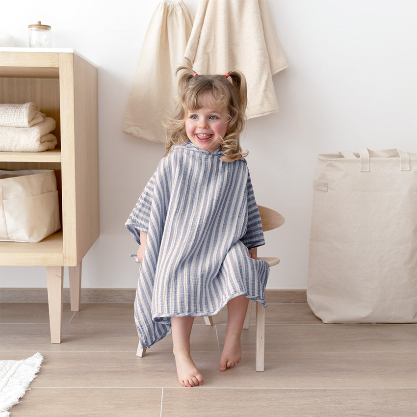 Poncho de bain Gaze de coton Stripe 9/36m Wonder 