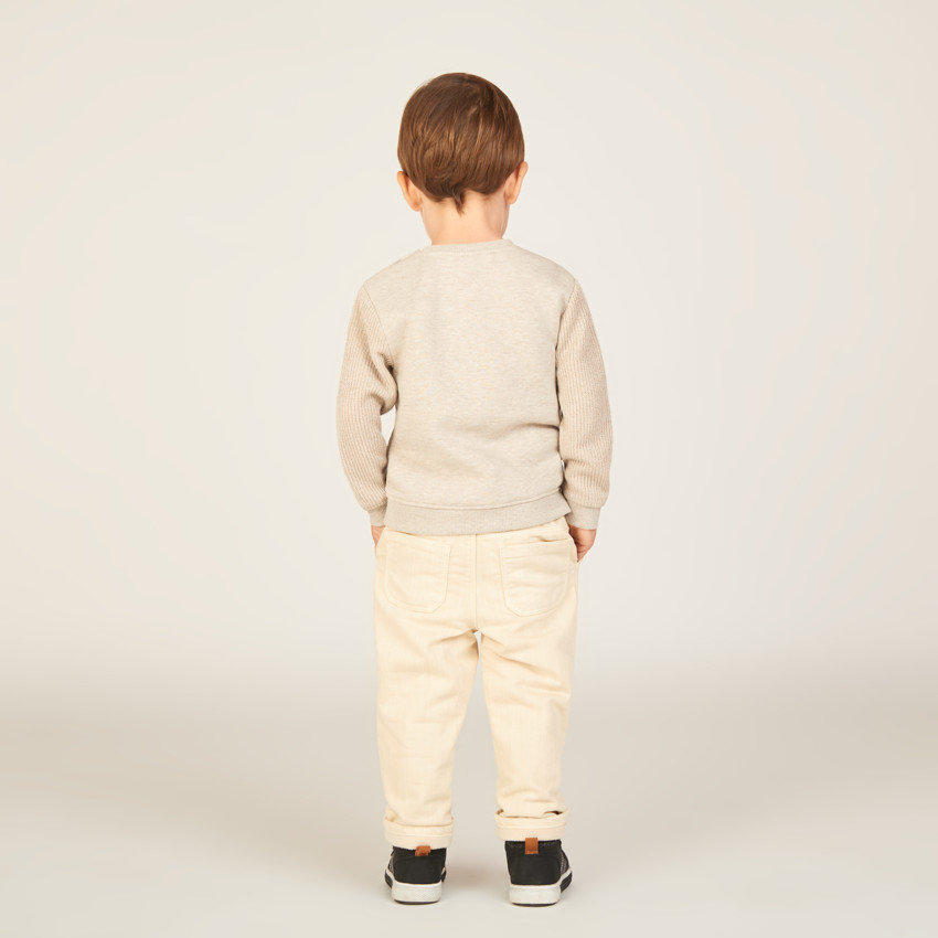 Bi-materiaal trui met loopvlekken voor jongensbaby 