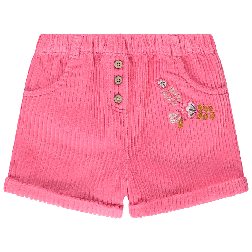 Short en velours côtelé avec broderie fleur pour bébé fille 