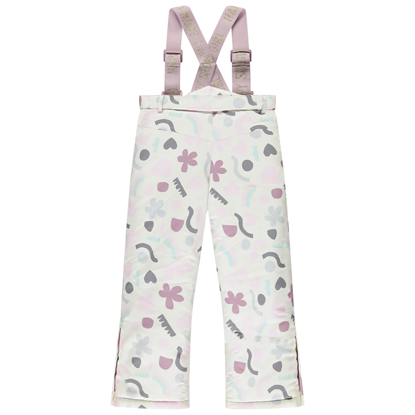 Pantalon de ski imprimé arty avec bretelles pour fille 