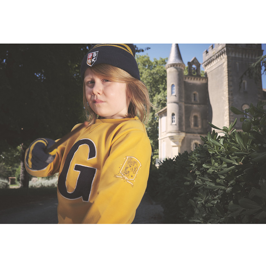 Handschoenen in contrasterend gestreept tricot, voor jongens. 