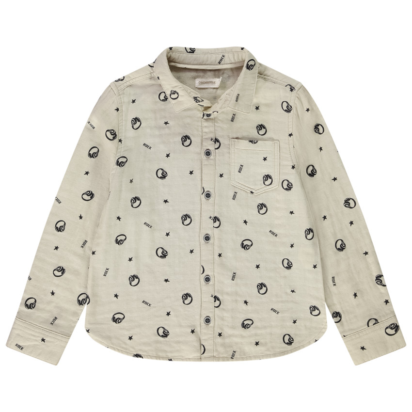 Chemise manches longues imprimé musique pour garçon 
