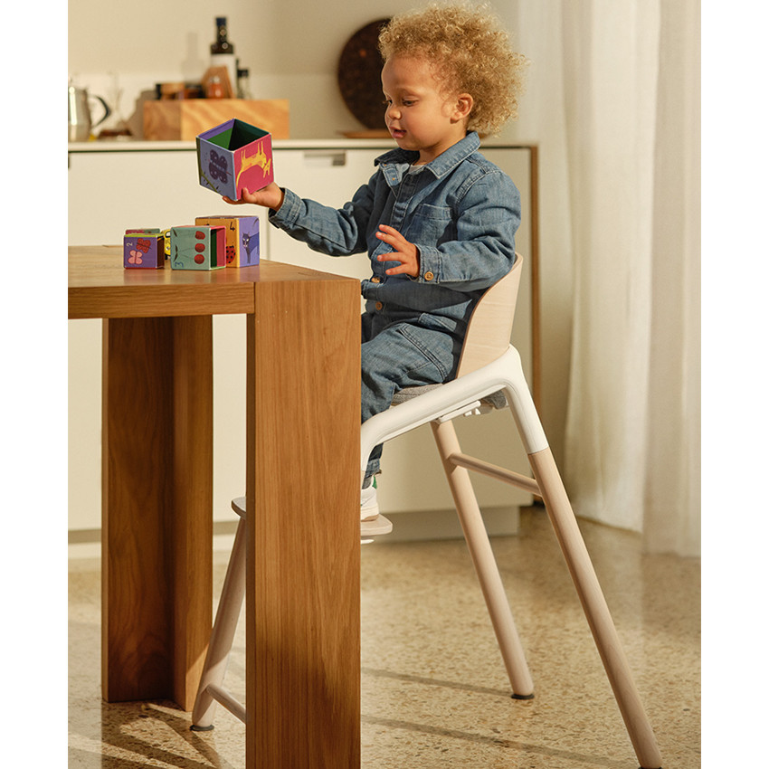 Hoge stoel evolutief Giraffe - Hout neutraal/Wit 