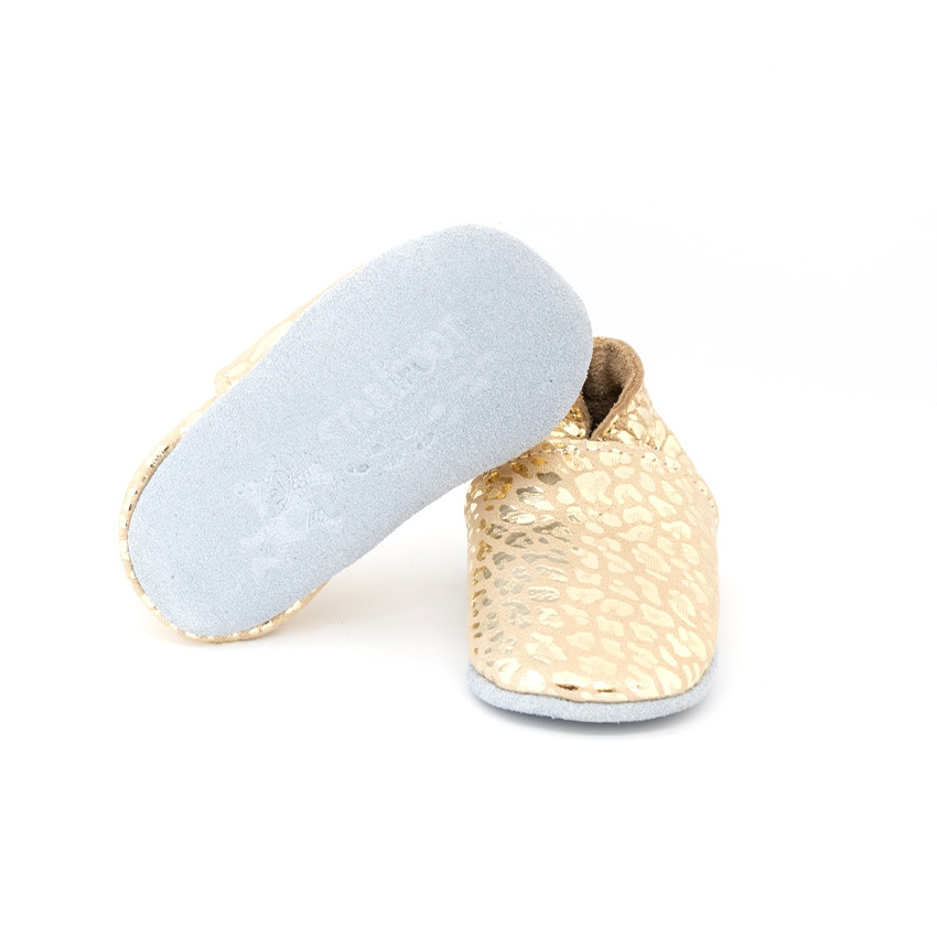 Chaussons souples 3-6M en cuir Babysoft doré 