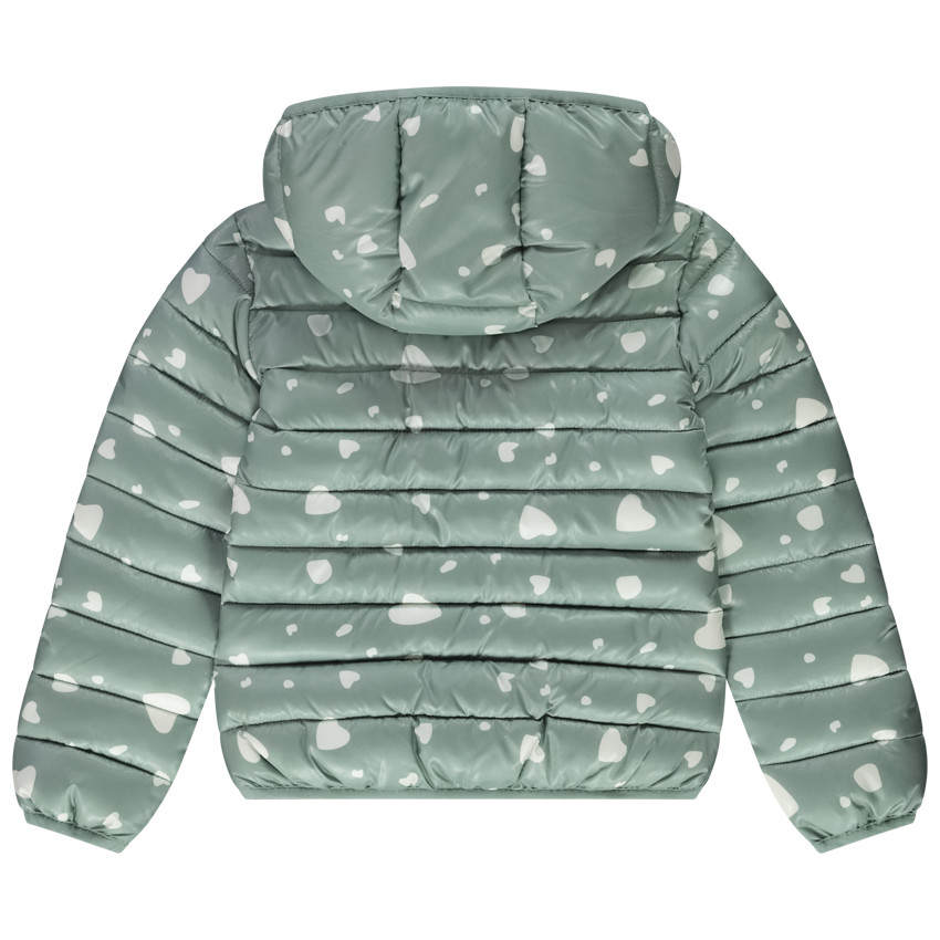 Doudoune légère à capuche imprimé cœurs pour fille 