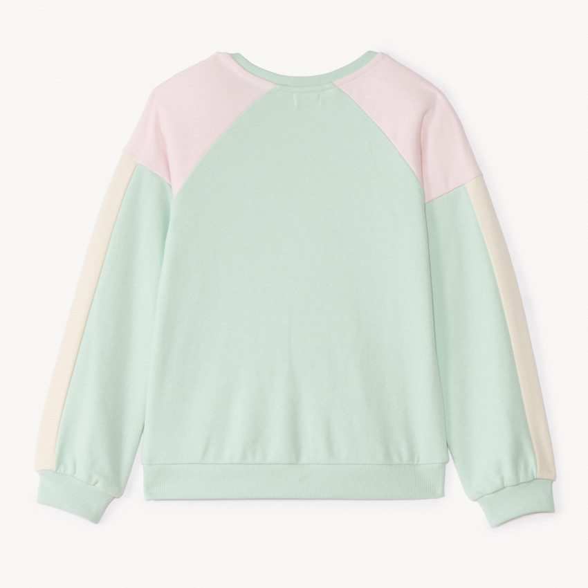Katoenen sweater met color block effect voor meisjes 