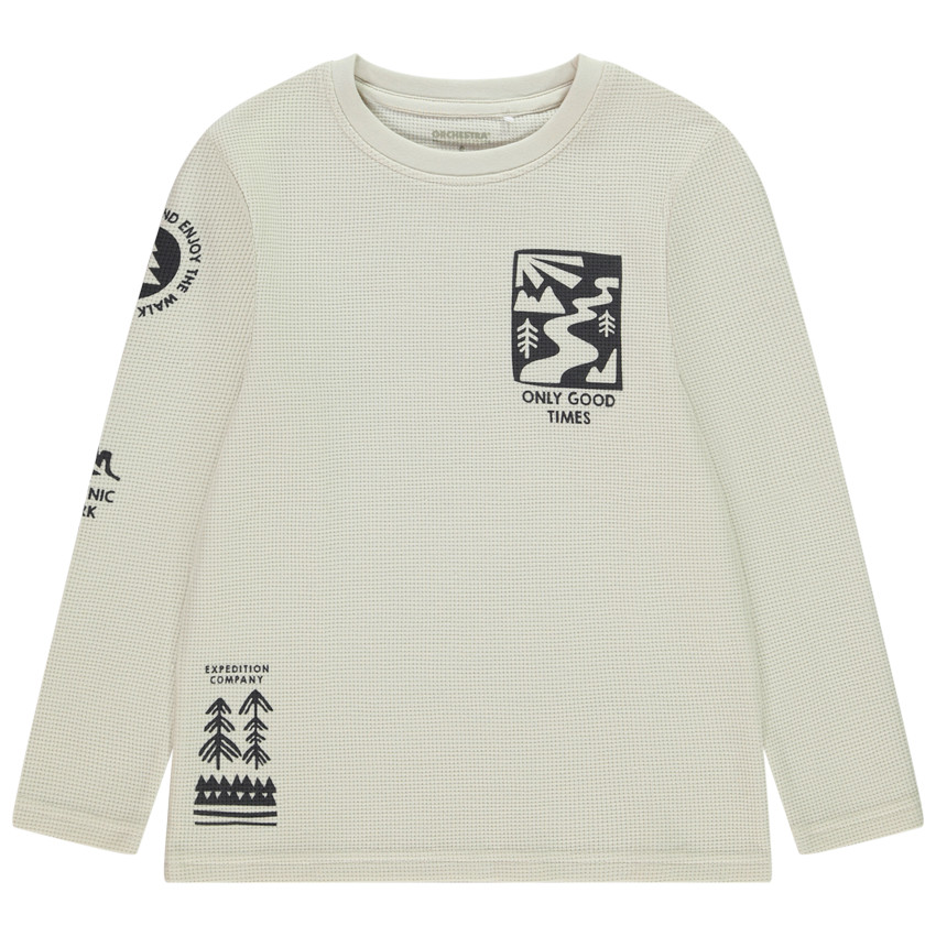 Langarm T-shirt met fantasie in honingraatstructuur voor jongens 