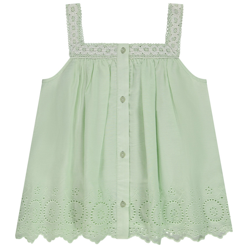 Tunique sans manches avec broderie anglaise pour fille 