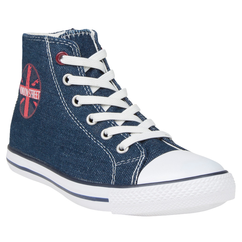 Baskets montantes en jeans à lacets élastiques du 24 au 27 