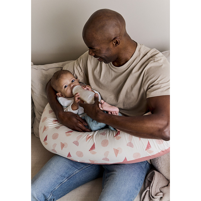 Coussin d'allaitement Géometric avec housse rose 160 cm 