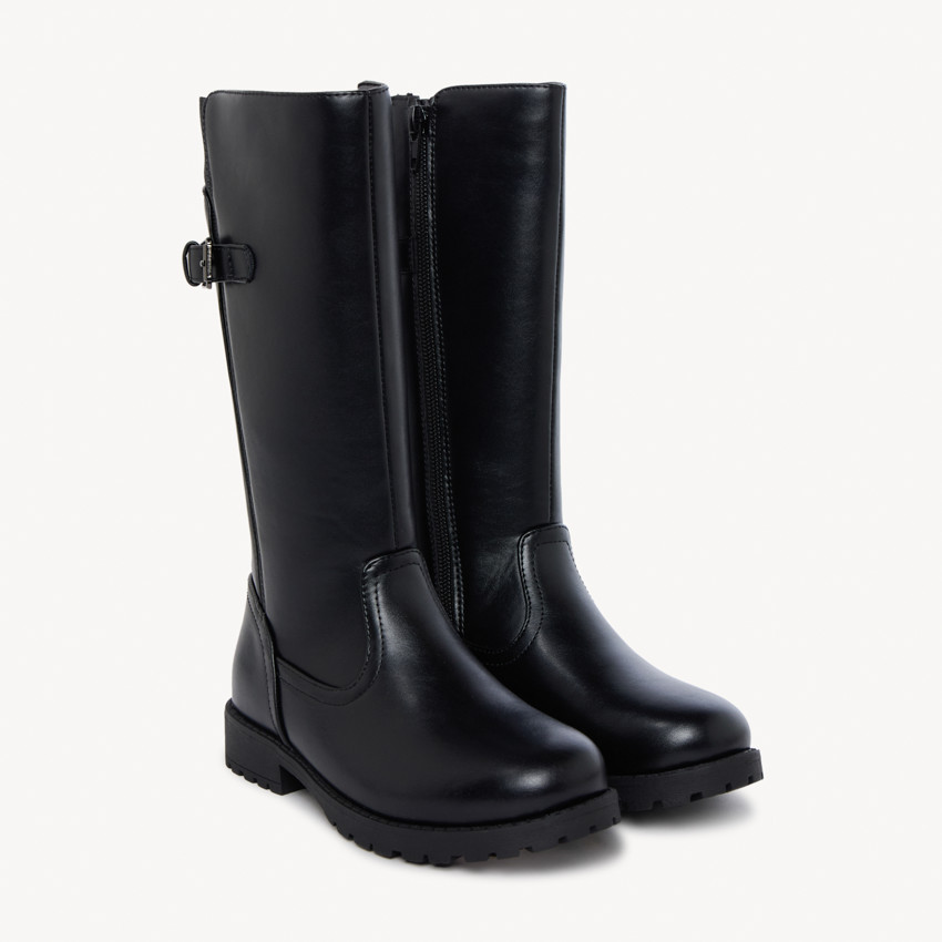 Bottes cavalière noire à boucle pour fille 
