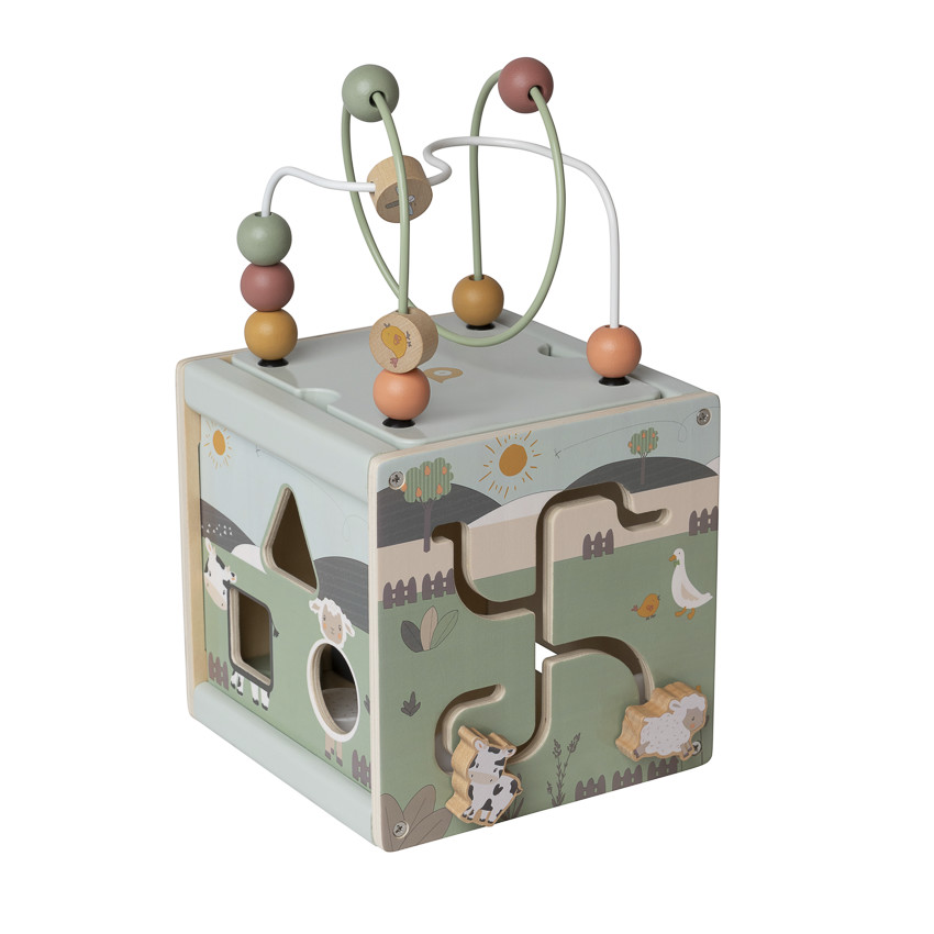 Cube multi-activités en bois Ferme 