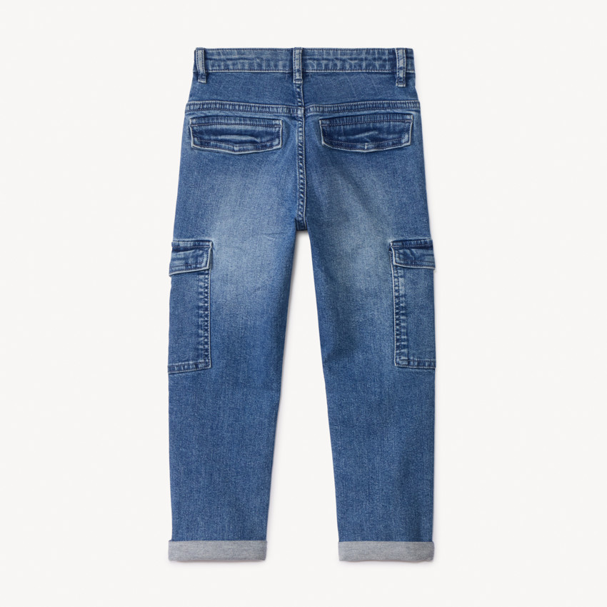 Jongens cargo jeans met verwaslook en zakken 