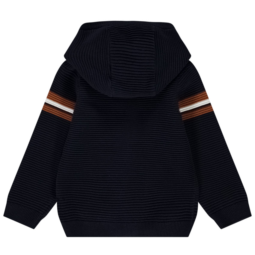 Vest met kap in gebreide fantasie voor baby jongen 