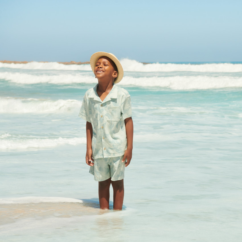 Ensemble 2 pièces chemise + bermuda style hawaïen garçon 