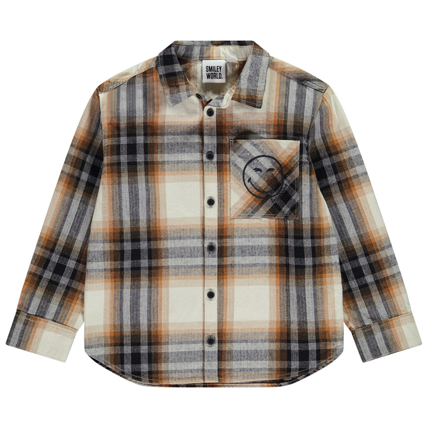 Chemise manches longues à carreaux SmileyWorld pour garçon 