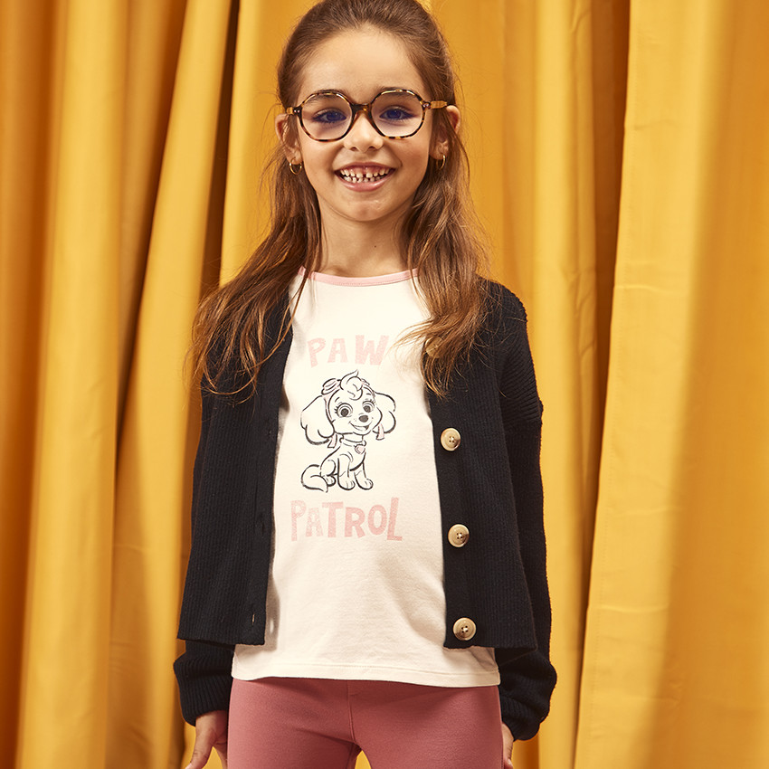 Gilet en tricot côtelé uni pour fille 