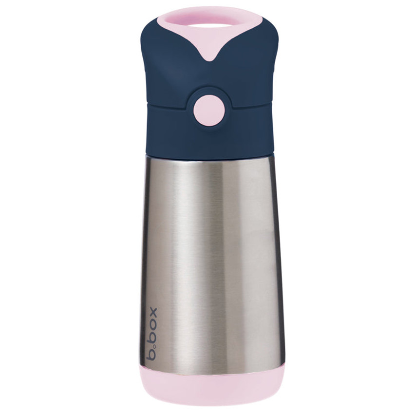Gourde Isotherme 350ml avec paille silicone Rose 12m+ 