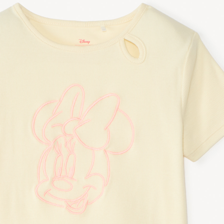 Korte mouwen tricot T-shirt met borduursel van Minnie Disney voor meisjes 
