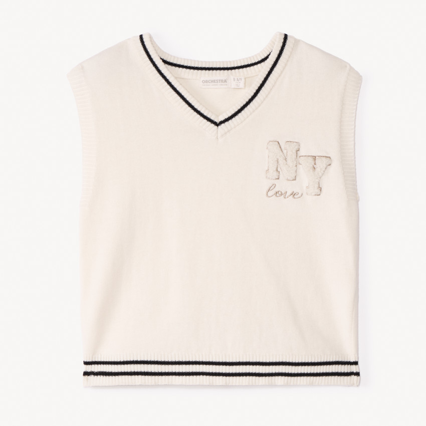 Pull sans manches en tricot et broderie pour fille Orchestra