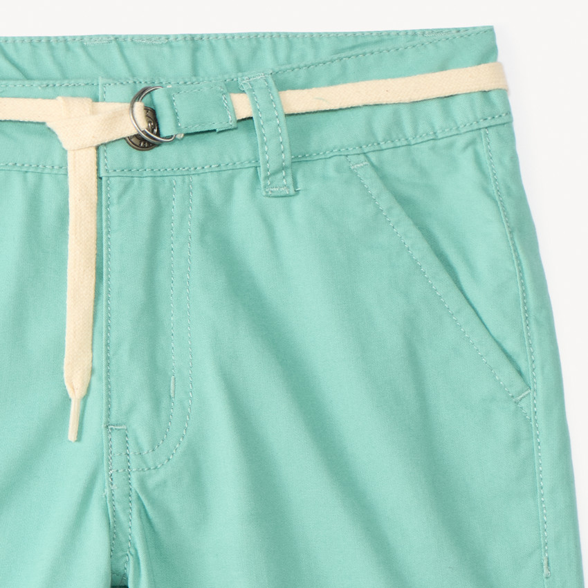 Bermuda uni en toile avec ceinture lacet garçon 