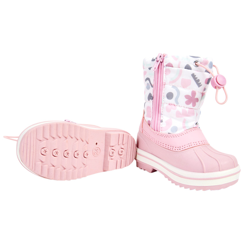 Après-ski rose imprimé arty avec lien de serrage pour bébé fille 