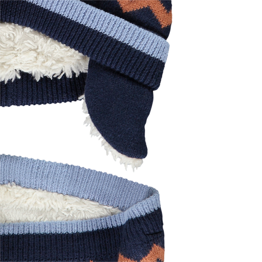 Set van muts + snood in jacquard gebreid met voering voor jongen 