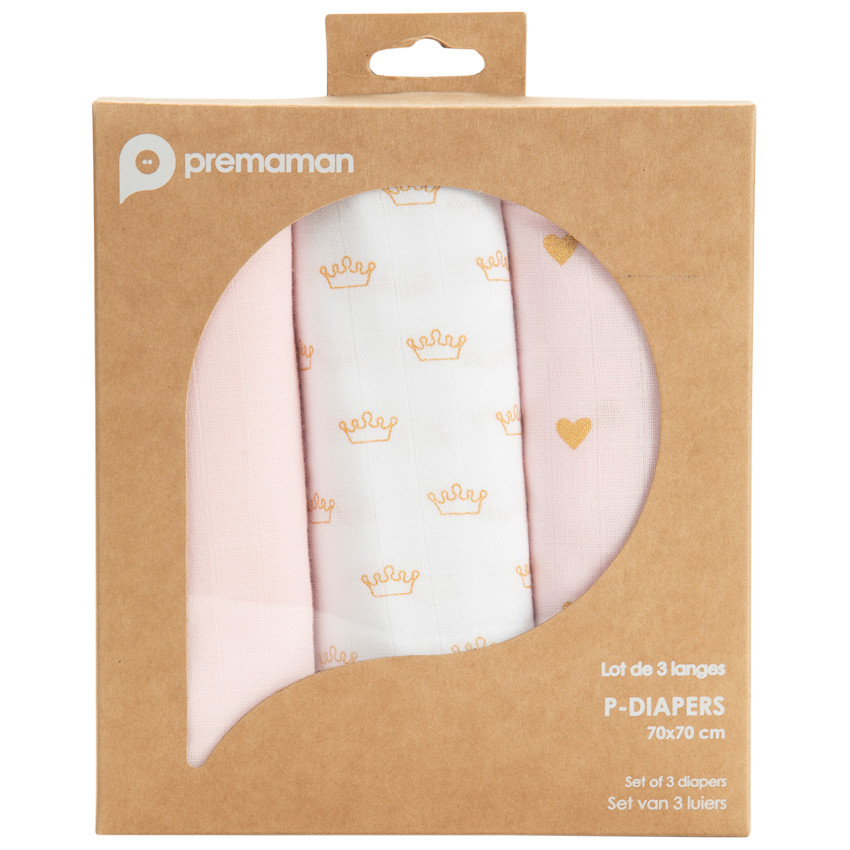 Lot de 3 langes en gaze de coton à motifs fantaisie   