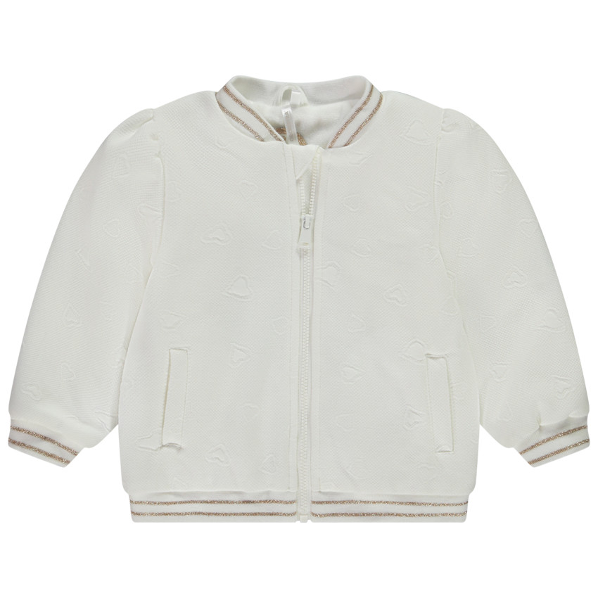 Veste en molleton Teddy embossé cœur en jacquard pour bébé fille 